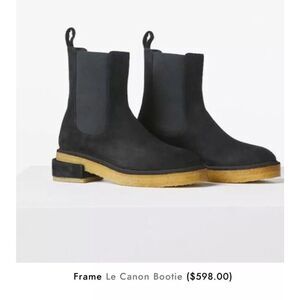 FRAME Women Boots 38.5 Sz 8 Chelsea Le Canon Platform Black Leather Pull On Lug